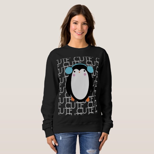 Camiseta Floco de neve de Natal de Pinguim Bonito Inverno (Frente Completa)