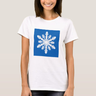 Camiseta Floco de neve Ikat - Azul de cobalto e branco
