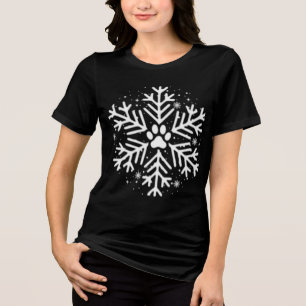 Camiseta Floco de Neve Impressão de Pata Cachorro Gato Aman