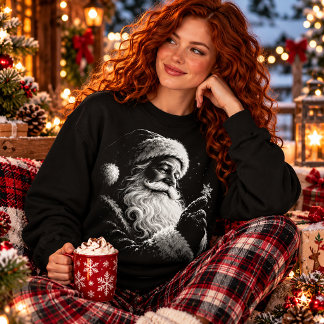 Camiseta Floco de Neve Papai Noel Preto Branco Natal Portra
