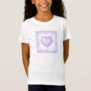 Camiseta floco de neve roxo leve e coração brilhando