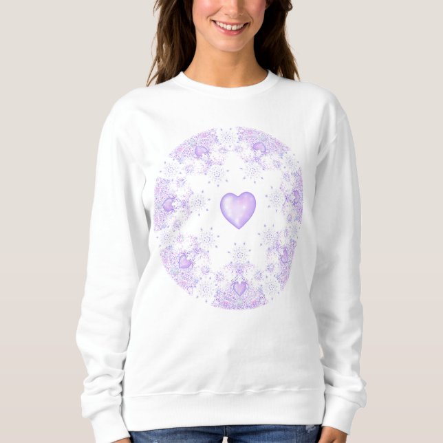 Camiseta floco de neve roxo leve e coração brilhando (Frente)