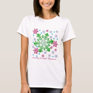 Camiseta Flocos de neve azuis e prateados