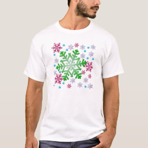Camiseta Flocos de neve azuis e prateados
