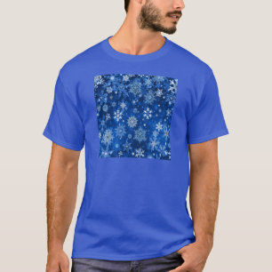 Camiseta Flocos de neve de Natal Azul e Prata