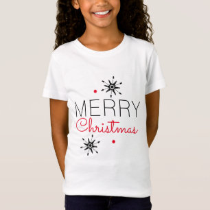 Camiseta Flocos de neve de Natal Black and Red T Shirt