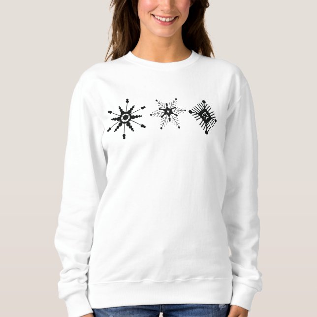 Camiseta Flocos de neve de Natal Design preto (Frente)