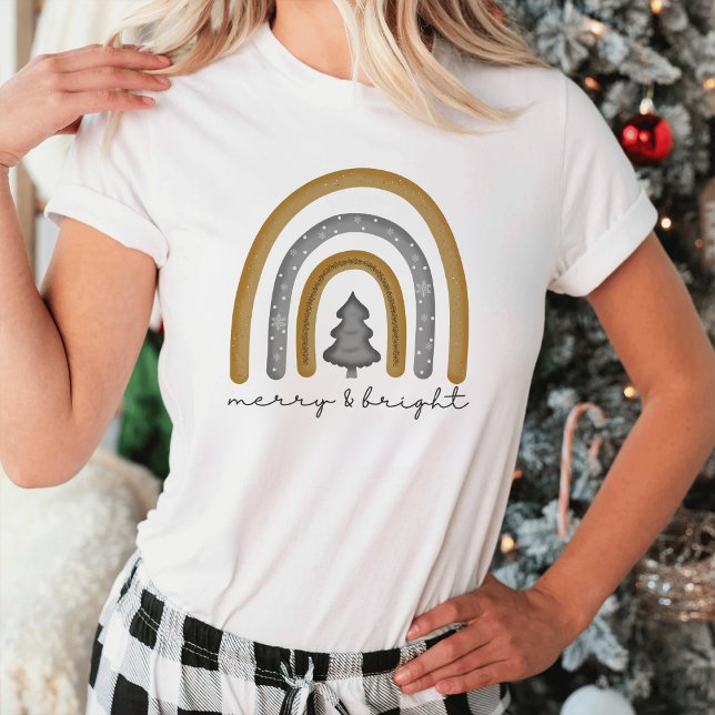 Camiseta Flocos de neve do Arco-Íris de Natal Dourado e fel (Criador carregado)