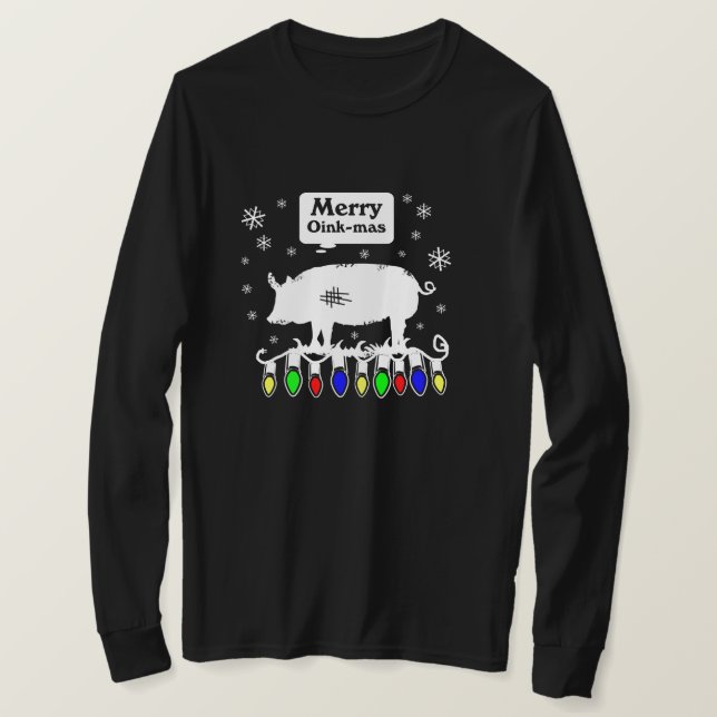 Camiseta Flocos de neve Oink-Mas de feliz (Frente do Design)
