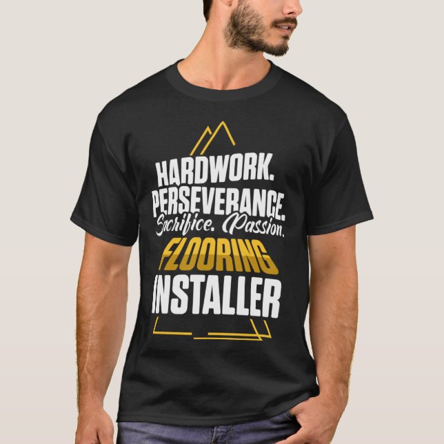 Camiseta Flooring Installer Contractor Hardwork Floor Insta (Frente)