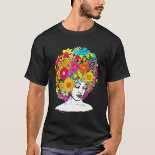 Camiseta Flor Afro-Mulher Negra Rainha-Africana Mel