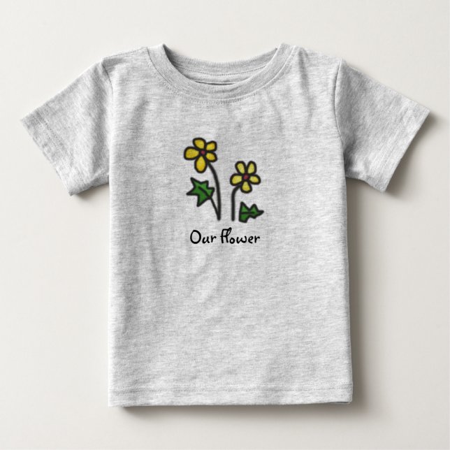 Camiseta Flor Amarelo Desenho-Doce com Texto Personalizado (Frente)