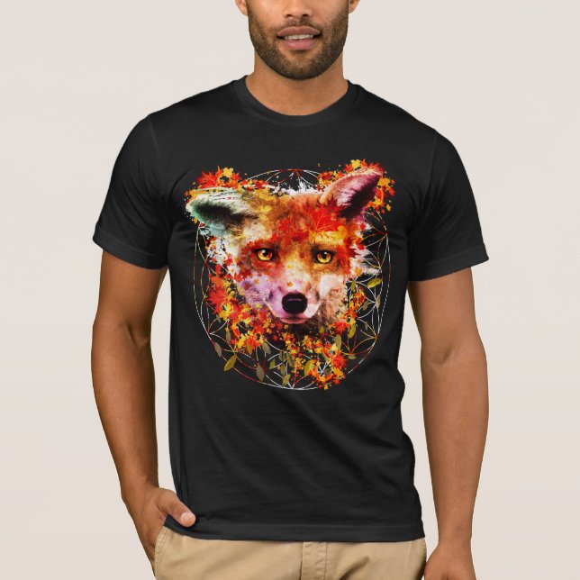 Camiseta Flor animal do espírito do Fox da aguarela da vida (Frente)