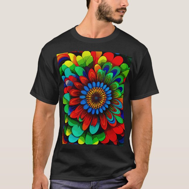 Camiseta Flor Arco-Íris Colorida 104 (Frente)