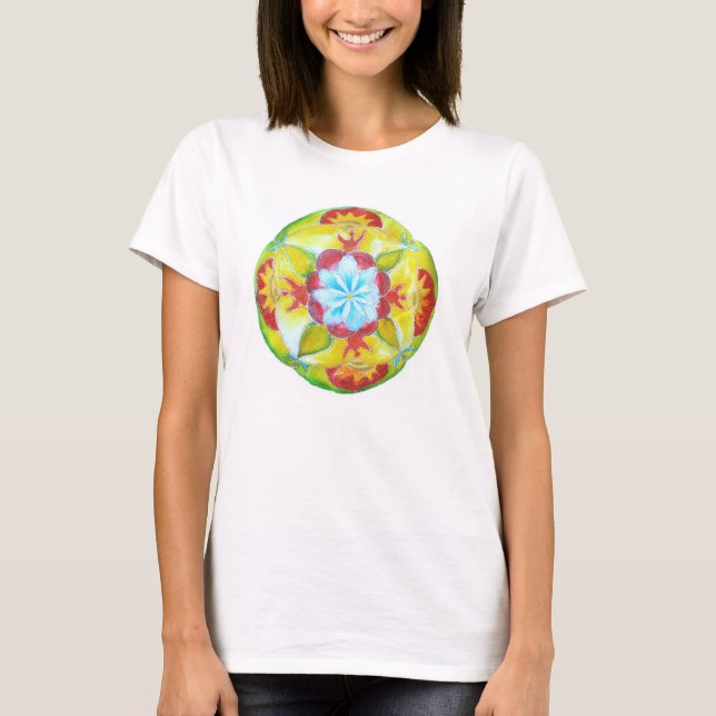Camiseta Flor,Arte de Mandala de Paz (Frente)