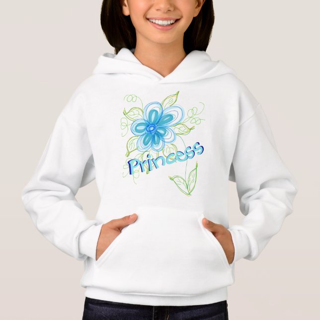 Camiseta Flor azul com verde (Frente)