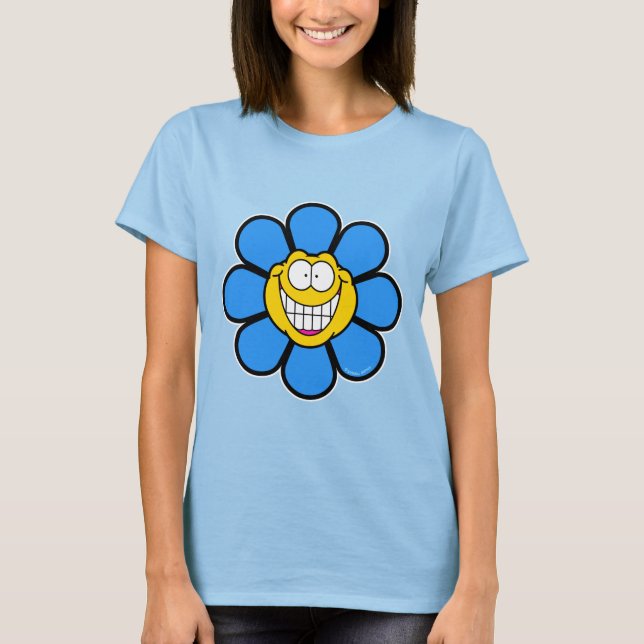 Camiseta Flor Azul Feliz (Frente)