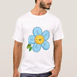 Camiseta Flor Azul Kawaii