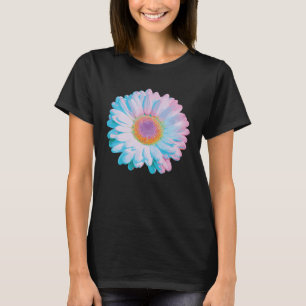 Camiseta Flor azul-margarida branca florescendo para a flor