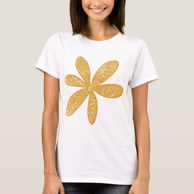Camiseta Flor bonito - Castanho Ouro (Frente)
