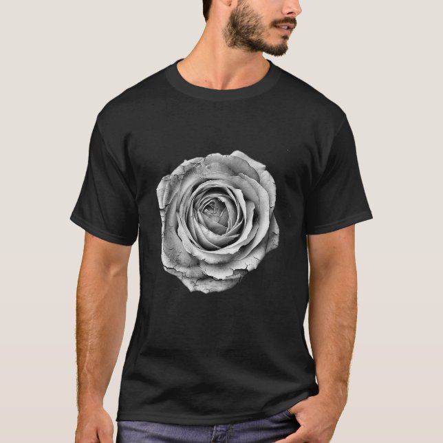 Camiseta Flor Bonito rosa, Preta E Branca (Frente)