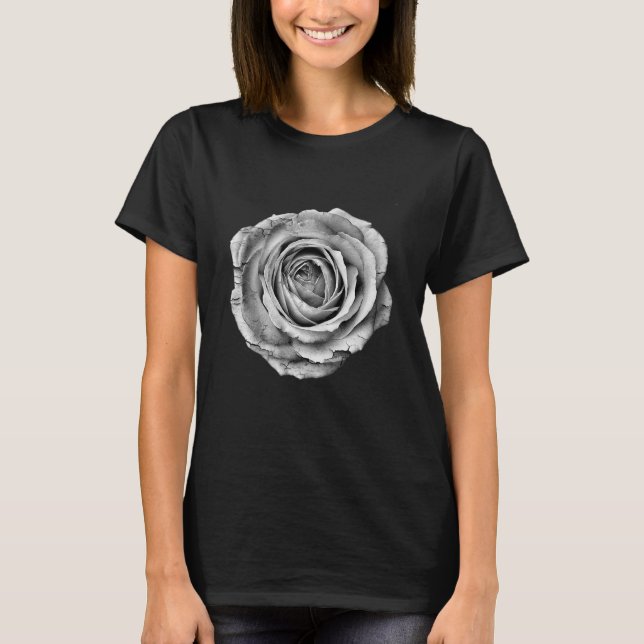 Camiseta Flor Bonito rosa, Preta E Branca (Frente)