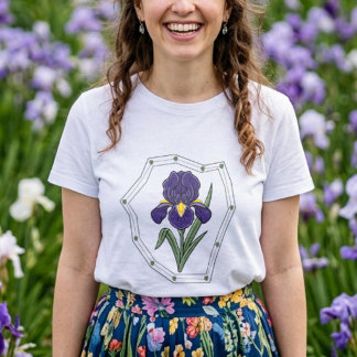Camiseta Flor Botânica de Íris Roxa