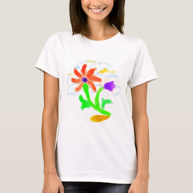 Camiseta Flor brilhante e alegre (Frente)