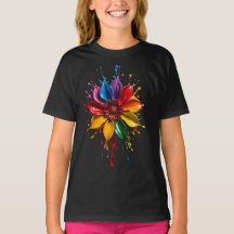 Camiseta Flor Color Splash | Arte Floral Vibrante 