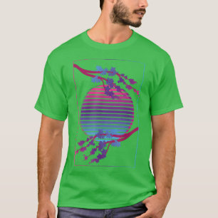 Camiseta Flor cor-de-rosa Flor Japonês Sakura Vaporwave Che