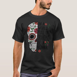 Camiseta Flor Crânio Num Cheio Mundial De Avós Não Seja