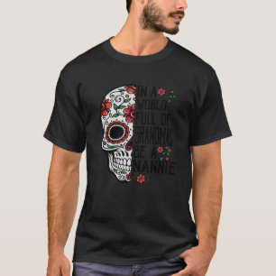 Camiseta Flor Crânio Num Cheio Mundial De Avós Seja Nann