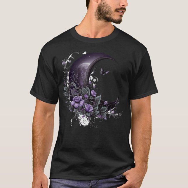 Camiseta Flor da Lua Roxo Lilar Preta (Frente)