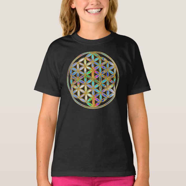 Camiseta Flor da Vida / Blume des Lebens - cor dourada (Frente)