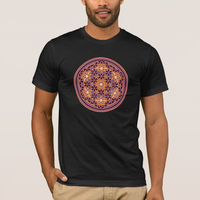 Camiseta Flor da vida - estilo 02 do botão (Frente)