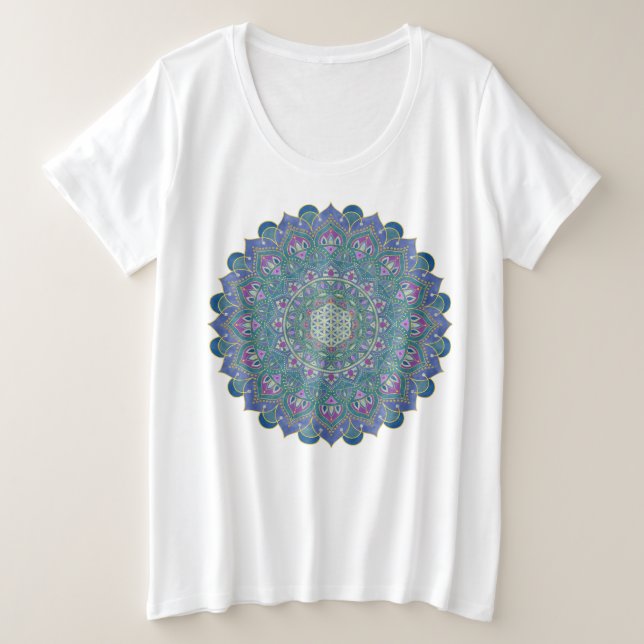 Camiseta Flor Da Vida - Estilo De Mandala Índia 1 (Frente do Design)