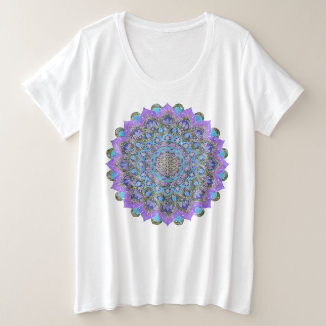 Camiseta Flor Da Vida - Estilo De Mandala Índia 2 (Frente do Design)