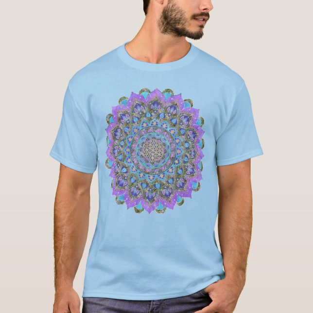 Camiseta Flor Da Vida - Estilo De Mandala Índia 2 (Frente)