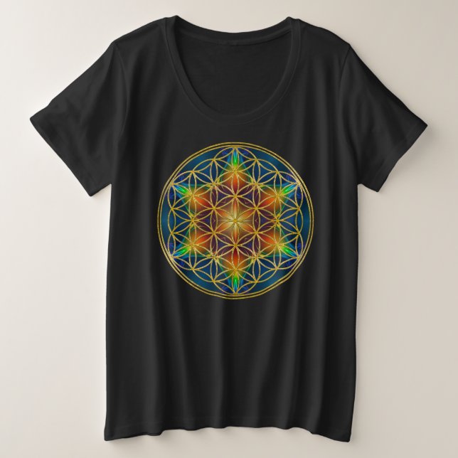 Camiseta FLOR DA VIDA - Flor fractal 1 (Frente do Design)