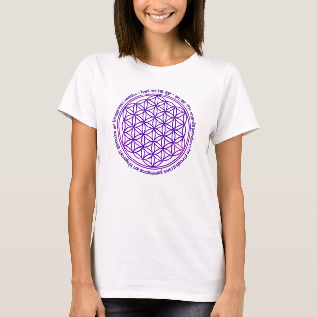 Camiseta Flor da vida - mantra de Moola - violeta (Frente)