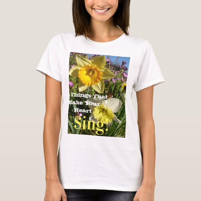 Camiseta Flor Daffodil Primavera de aspas Inspiradoras (Frente)