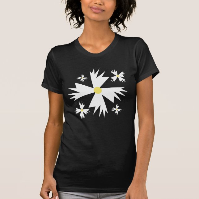 Camiseta Flor Daisy Branco e Amarelo Geométrico (Frente)