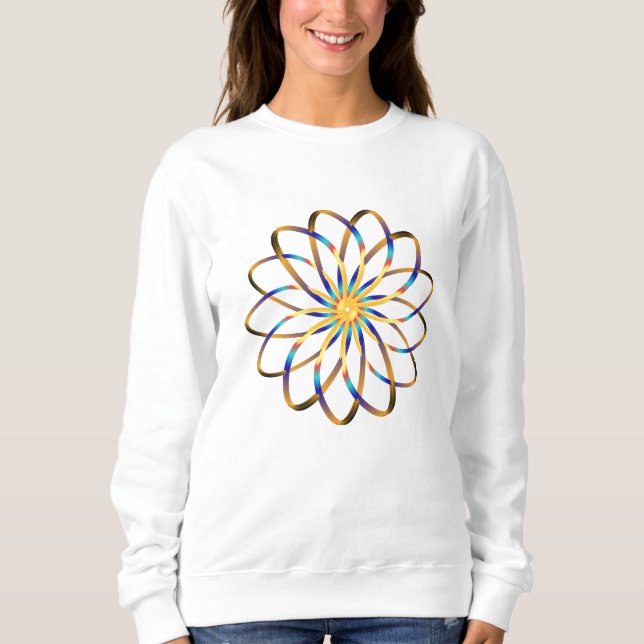 Camiseta flor de abstrato blu (Frente)