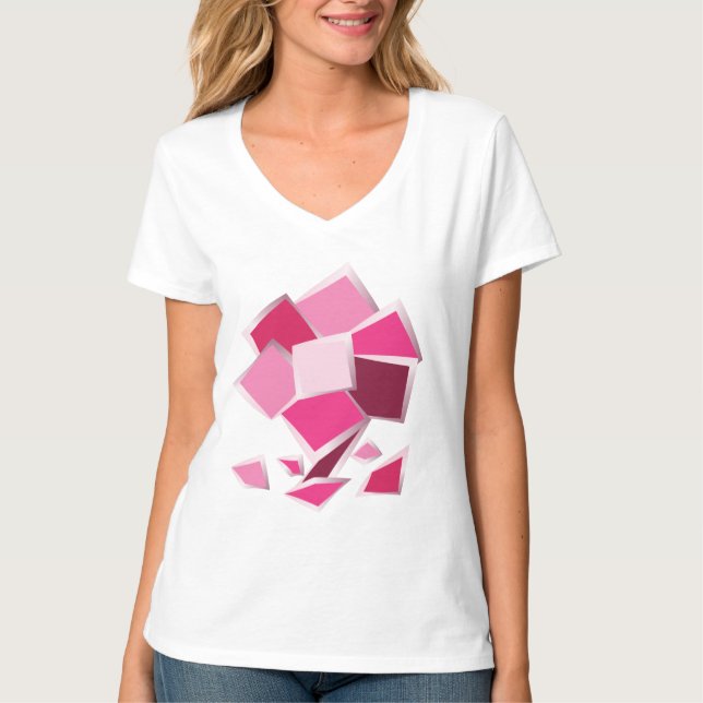 Camiseta flor de abstrato fuchsia (Frente)