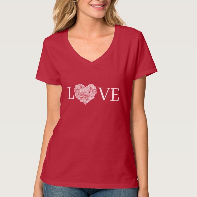 Camiseta Flor de Amor Coração Rosa (Frente)