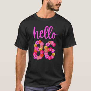 Camiseta Flor de Aniversário de 86 Anos Alô 86 É O Meu 86º