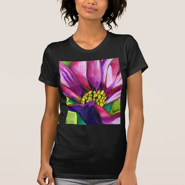 Camiseta Flor de aranha-aquática roxa africana Daisy (Frente)