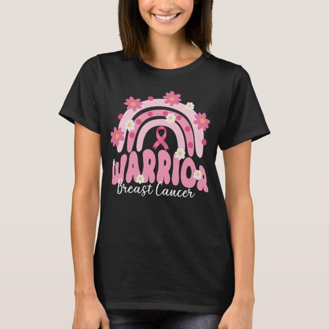 Camiseta flor de arco-íris de cancer da mama (Frente)