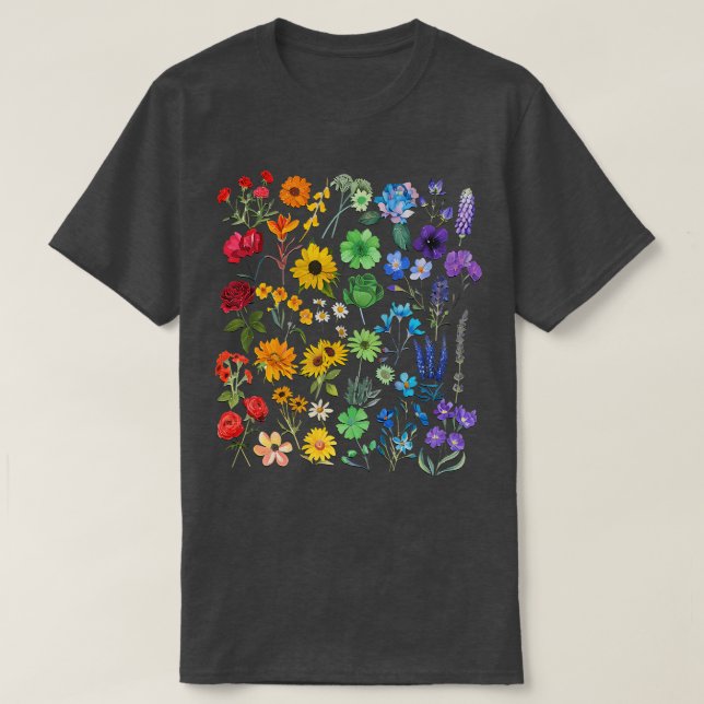 Camiseta Flor de Arco-Íris de Flor Lgbt (Frente do Design)