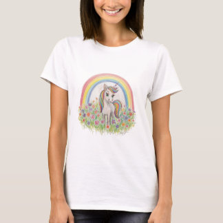 Camiseta Flor de arco-íris de unicórnio
